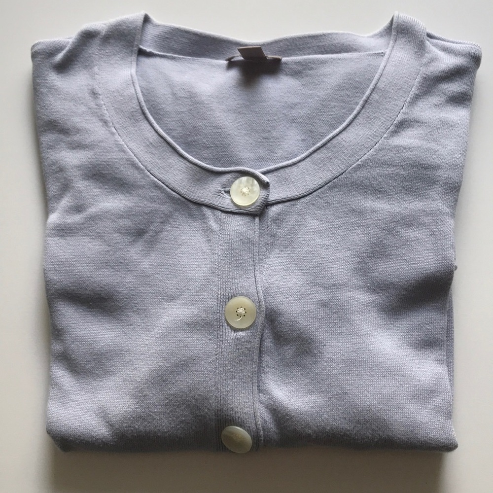 J Jill stretch cotton Med pale lavender sweater